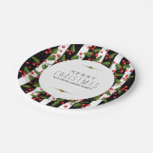 Kerstavond met zwarte en witte strepen papieren bordje (Gekanteld)