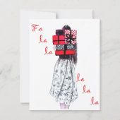 Kerstavond mode-groet cad, Fa la la la la Kaart (Voorkant)