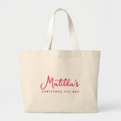 Kerstavond Moderne minimale rode vakantie Grote Tote Bag (Voorkant)