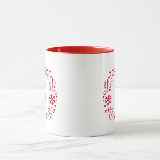 Kerstavond Monogram Winter Red Holiday Mok (Midden)