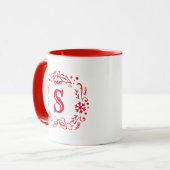 Kerstavond Monogram Winter Red Holiday Mok (Voorkant links)