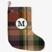 Kerstavond monogrammen elegant initiaal tartan kleine kerstsok (Voorkant)