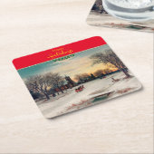 Kerstavond, mooie kunst, kartonnen onderzetters (Schuin)