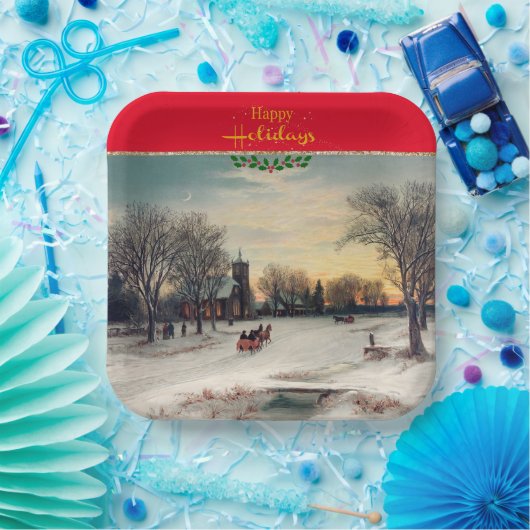 Kerstavond, mooie kunst, papieren bordje (Feest)