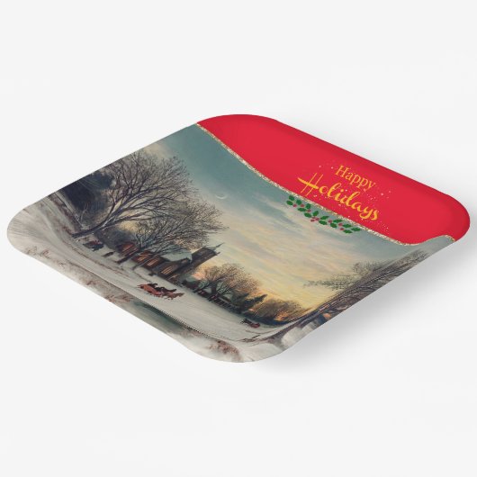 Kerstavond, mooie kunst, papieren bordje (Gebogen)