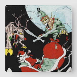 Kerstavond-nachtmerries Vierkante Klok