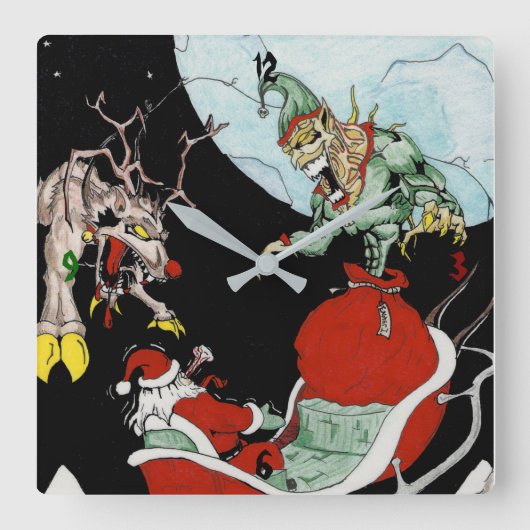 Kerstavond-nachtmerries Vierkante Klok (Voorkant)