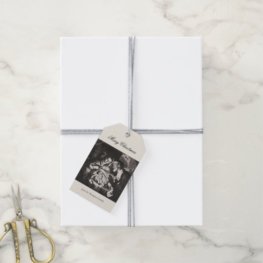  kerstavond nativiteit Christelijk Cadeaulabel (Met Touw)