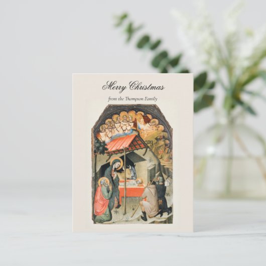  kerstavond nativiteit Christelijk Feestdagenkaart (Staand voorkant)