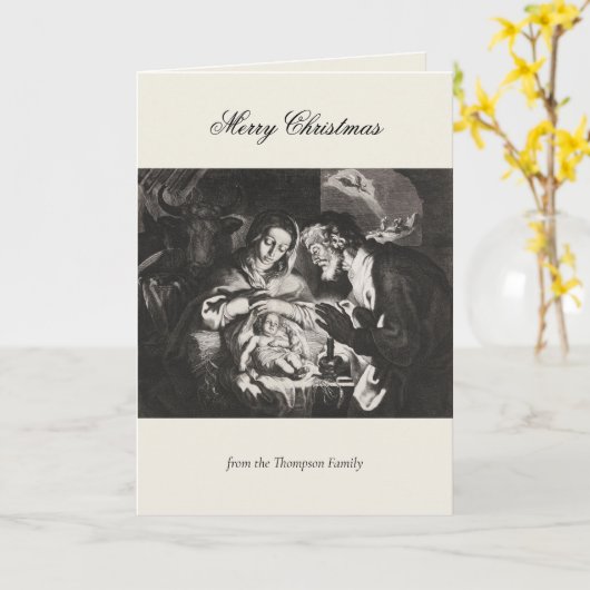 kerstavond nativiteit Christelijk Kaart (Gele Bloem)