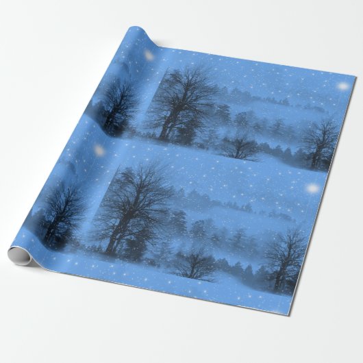 Kerstavond, Noordster, winter, sneeuw Cadeaupapier (Uitgerold)