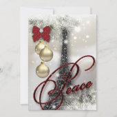 Kerstavond Parijs Card Eiffel Tower Stars Peac Kaart (Voorkant)