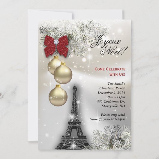 Kerstavond Parijs Card Eiffel Tower Stars Peac Kaart (Achterkant)