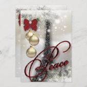 Kerstavond Parijs Card Eiffel Tower Stars Peac Kaart (Voorkant / Achterkant)