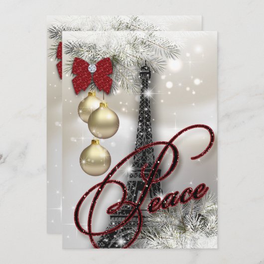 Kerstavond Parijs Card Eiffel Tower Stars Peac Kaart (Voorkant / Achterkant)