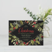 Kerstavond Party Waterverf Vintage Holly Kaart (Staand voorkant)