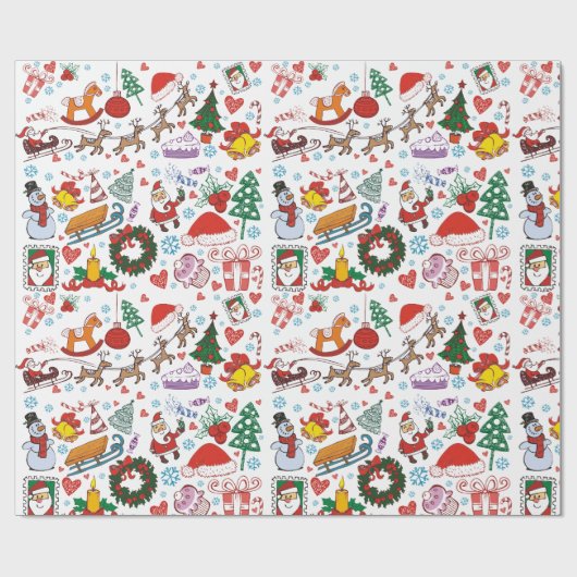 Kerstavond Patroon met Sinterklaas en zijn Slaap Cadeaupapier (Vlak)