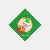 Kerstavond, pijngrommen en sterren op groen servet (Hoek)