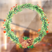 Kerstavond Pine Pine Cone Holly Wreate Raamsticker (Vel 2)