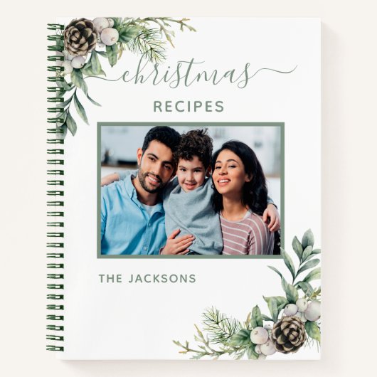 Kerstavond recepten foto witte kegel notitieboek (Voorkant)