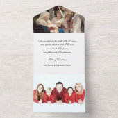 Kerstavond Religieuze Foto Mary Jesus Angels All In One Uitnodiging (Binnen)