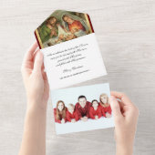 Kerstavond Religieuze Foto Mary Jesus Angels All In One Uitnodiging (Afscheurbaar)