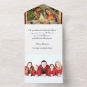 Kerstavond Religieuze Foto Mary Jesus Angels All In One Uitnodiging (Binnen)