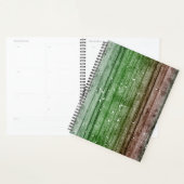 Kerstavond Retro Red Green Rustic Wood Textuur Planner (Display)