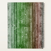 Kerstavond Retro Red Green Rustic Wood Textuur Planner (Achterkant)