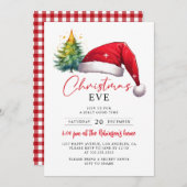 Kerstavond Rode Kerstman Hoed Tree Stars Kaart (Voorkant / Achterkant)