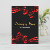 Kerstavond rode linten elegant stijlvol kaart (Staand voorkant)