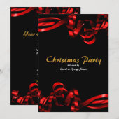 Kerstavond rode linten elegant stijlvol kaart (Voorkant / Achterkant)