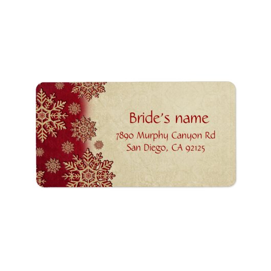 Kerstavond rode sneeuwvlokken adreslabel etiket (Voorkant)
