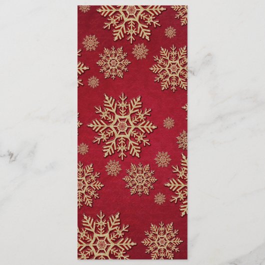 Kerstavond Rode Sneeuwvlokken Bruiloft Menu (Achterkant)