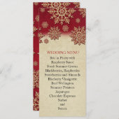 Kerstavond Rode Sneeuwvlokken Bruiloft Menu (Voorkant / Achterkant)