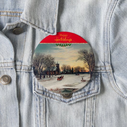 kerstavond ronde button 4,0 cm (In situ)