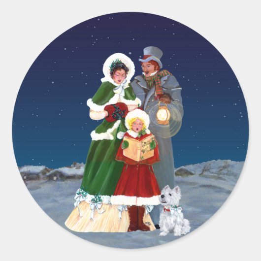 Kerstavond Ronde Sticker (Voorkant)