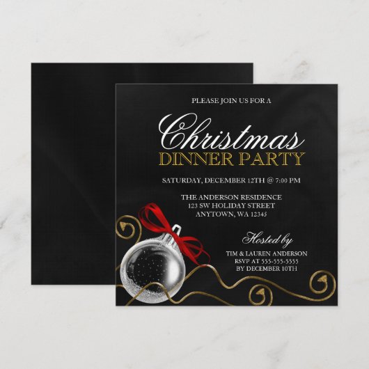 Kerstavond Rood Bow Kaart (Voorkant / Achterkant)