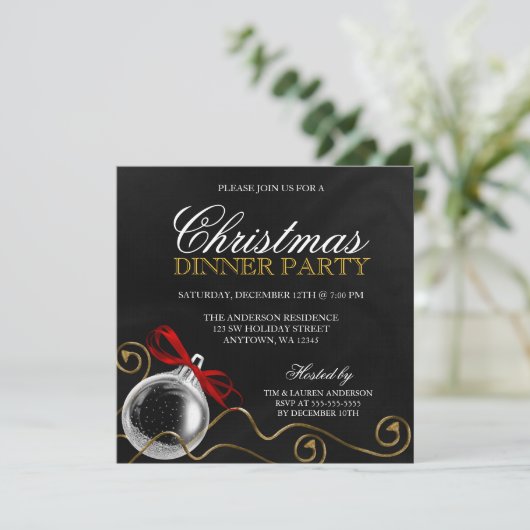 Kerstavond Rood Bow Kaart (Staand voorkant)