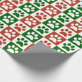 Kerstavond Rood- en Groen Pauw-printpatroon Cadeaupapier (Hoek)