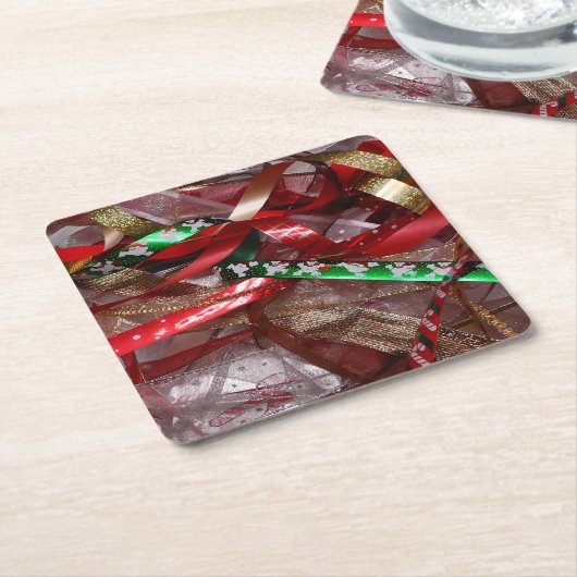 Kerstavond Rood Groen en Gold Holiday Kartonnen Onderzetters (Schuin)