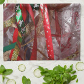 Kerstavond Rood Groen en Gold Holiday Theedoek (Gevouwen)