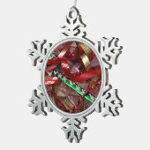 Kerstavond Rood Groen en Gold Holiday Tin Sneeuwvlok Ornament (Rechts)