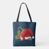 Kerstavond Rood Pet Colorful Ornaments Navy Tote Bag (Achterkant)
