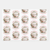 Kerstavond, rood Prettige feestdagen drie foto Inpakpapier Vel (Voorkant 3)