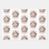 Kerstavond, rood Prettige feestdagen drie foto Inpakpapier Vel (Voorkant 2)