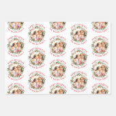 Kerstavond, rood Prettige feestdagen drie foto Inpakpapier Vel (Voorkant)