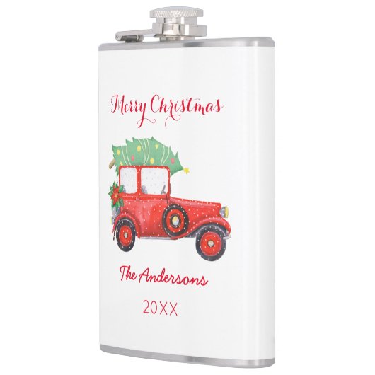 Kerstavond Rood Witte vinylomhulling Heupfles (Links)