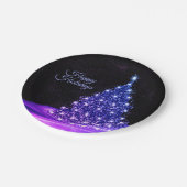 Kerstavond Roze Blauwe Blauwe Winterzwarte Rustige Papieren Bordje (Gekanteld)