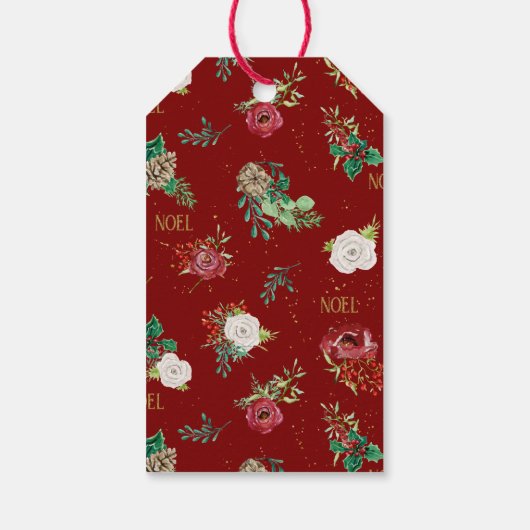 Kerstavond Rozen Floral Cadeaulabel (Achterkant)